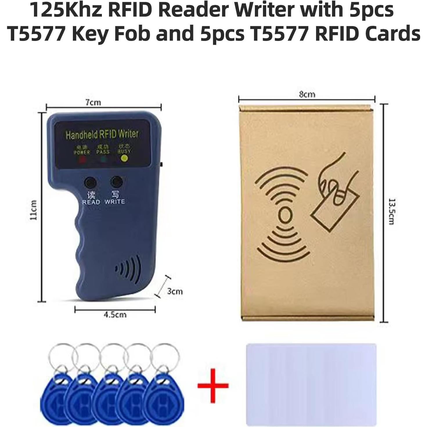 Lector y Escritor RFID 125kHz Bivpreom con 5 llaveros y 5 tarjetas