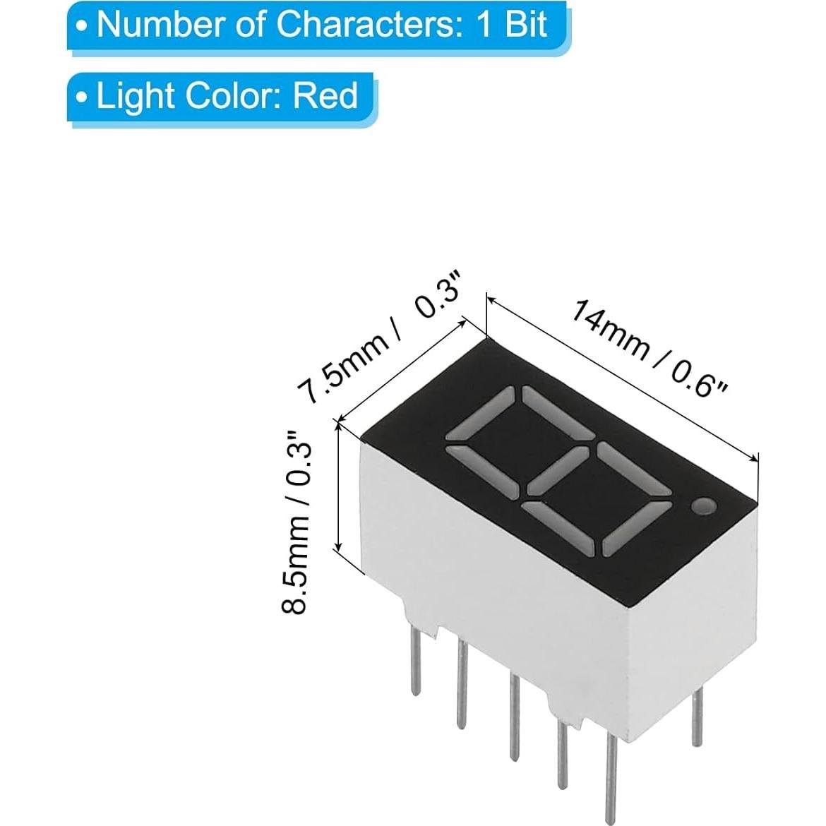 Tubo Digital LED PATIKIL Rojo 10 Piezas 7 Segmento 2.1V