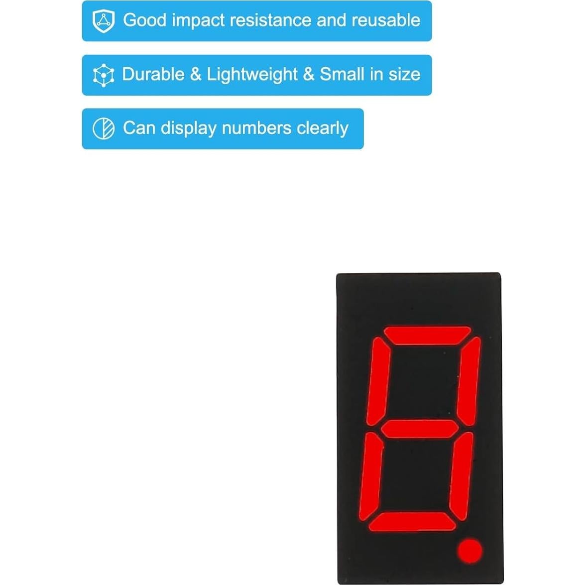 Tubo Digital LED PATIKIL Rojo 10 Piezas 7 Segmento 2.1V