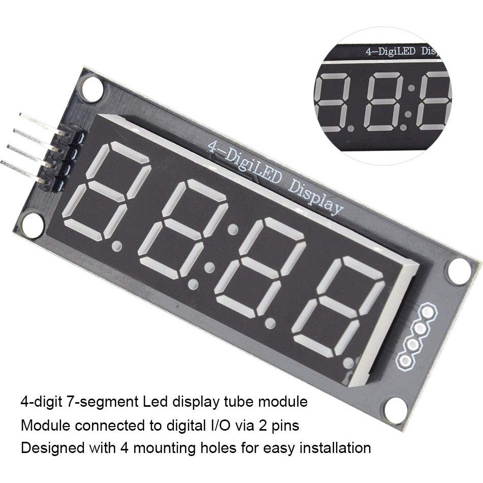 Módulo Reloj LED 4 Dígitos TM1637 Azul Compatible Raspberry Pi