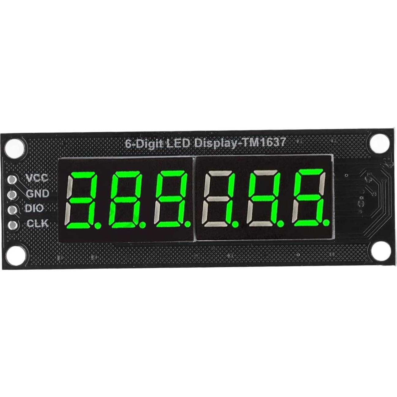 Módulo LED Digital 0.36" 6 Dígitos TM1637 Verde 5V