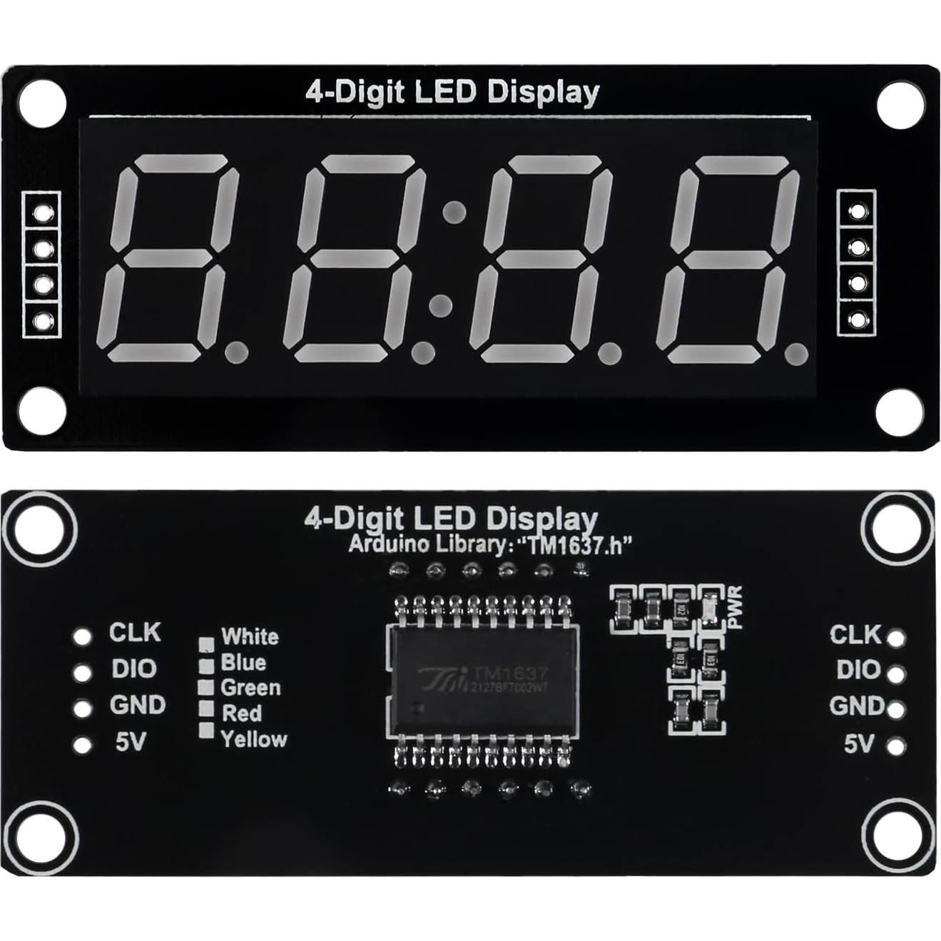 Módulo Pantalla LED TM1637 4 Dígitos 5 Colores Diitao