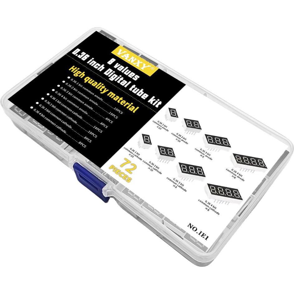 72 Piezas LED Rojo 7 Segmentos 0.36" Anodo Común VANXY