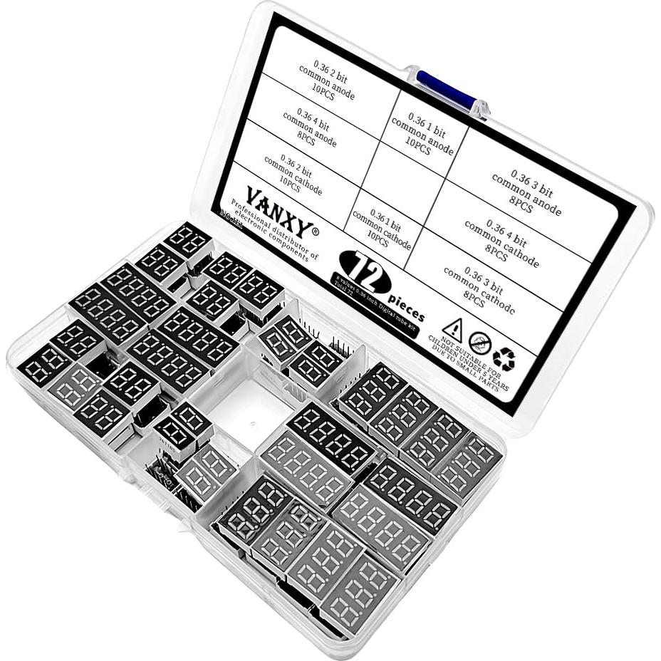 72 Piezas LED Rojo 7 Segmentos 0.36" Anodo Común VANXY