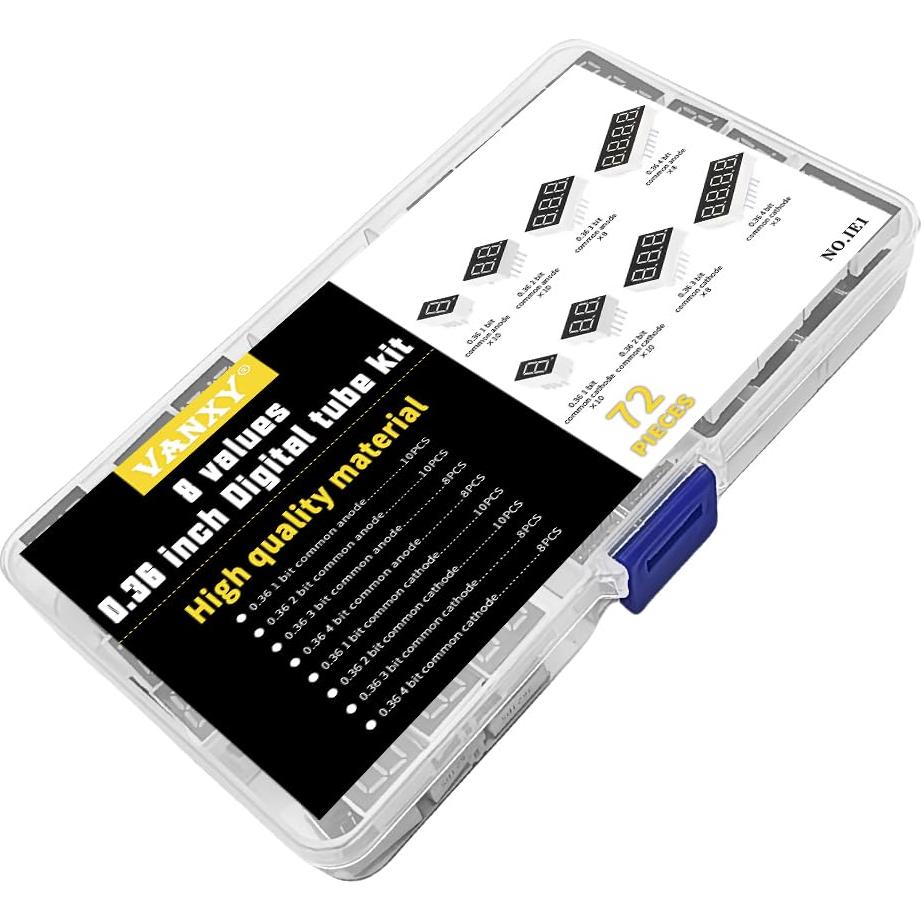 72 Piezas LED Rojo 7 Segmentos 0.36" Anodo Común VANXY