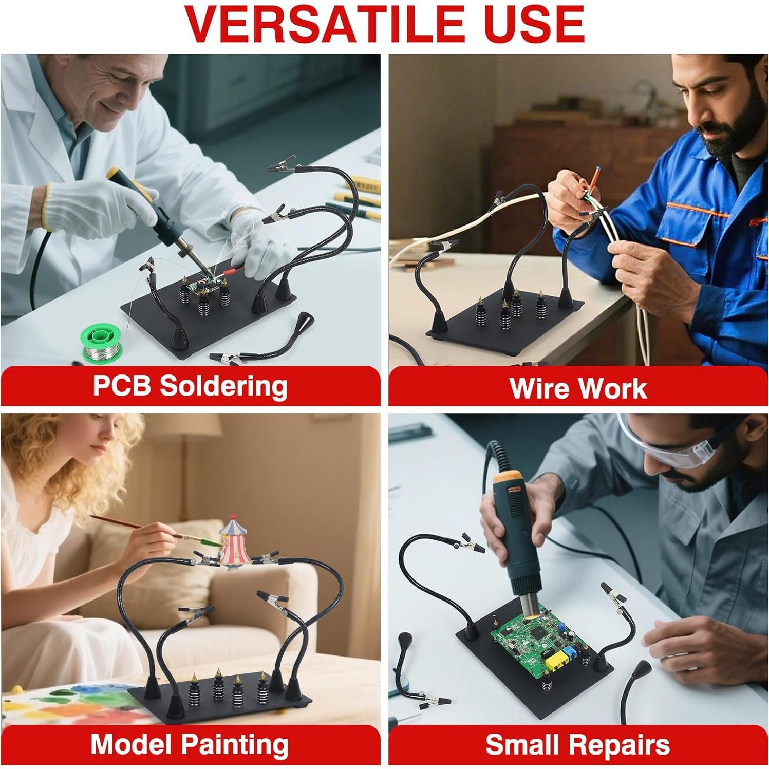 Mano Ayudante Magnética NEWACALOX con 4 Pilares y Brazos Flexibles