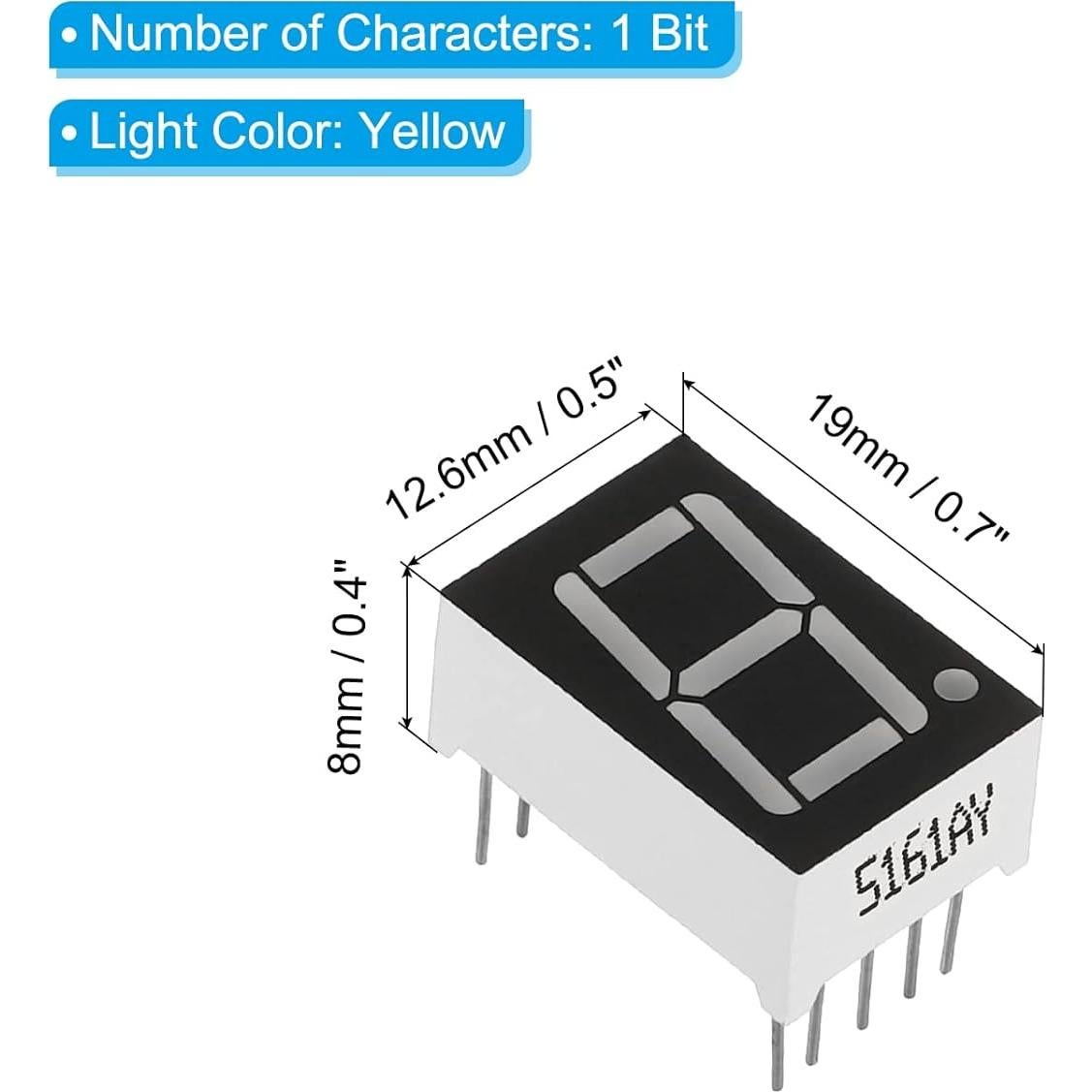 Tubo Digital LED Amarillo PATIKIL 10 Piezas 1 Bit 2.1V