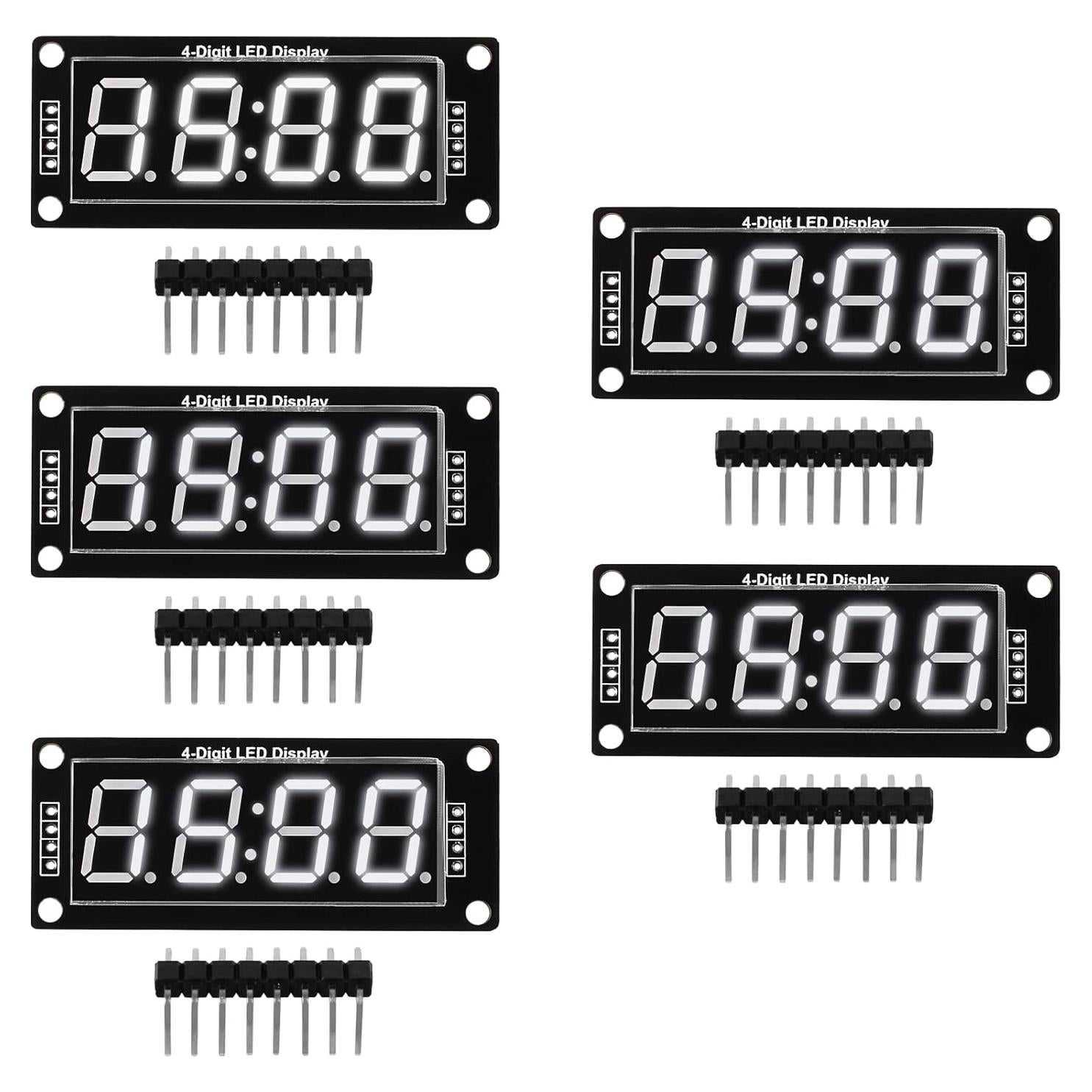 5 Piezas Módulo Reloj Digital LED 0.56" TM1637 Blanco