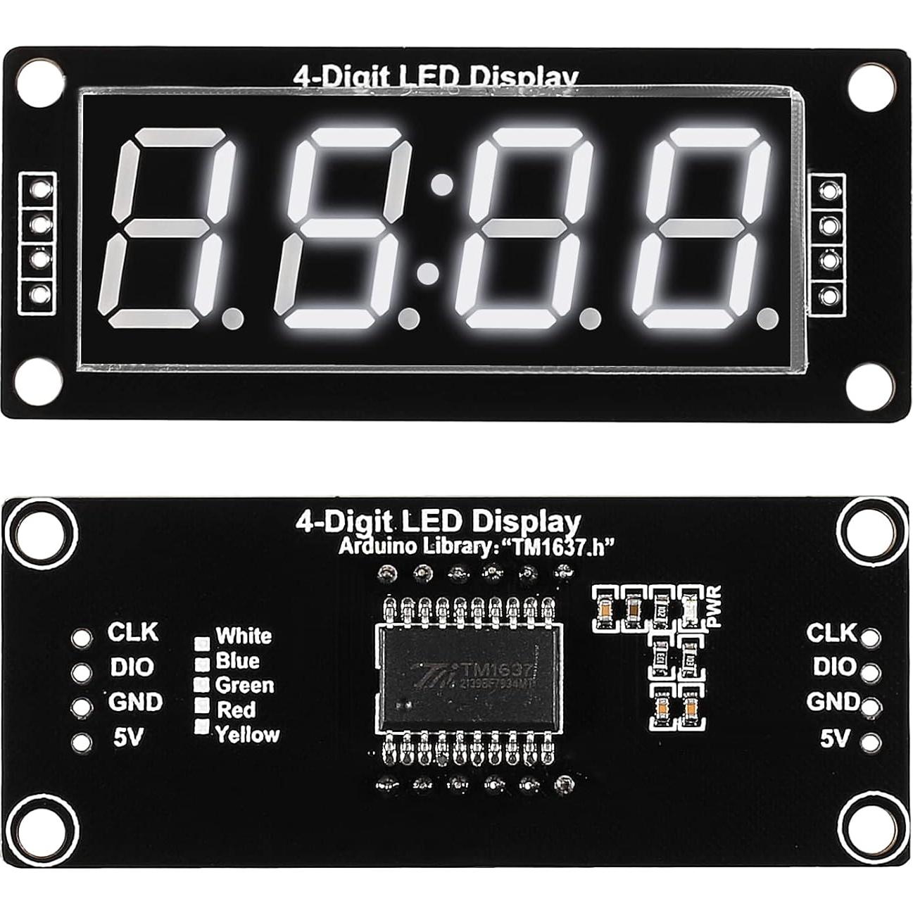 5 Piezas Módulo Reloj Digital LED 0.56" TM1637 Blanco