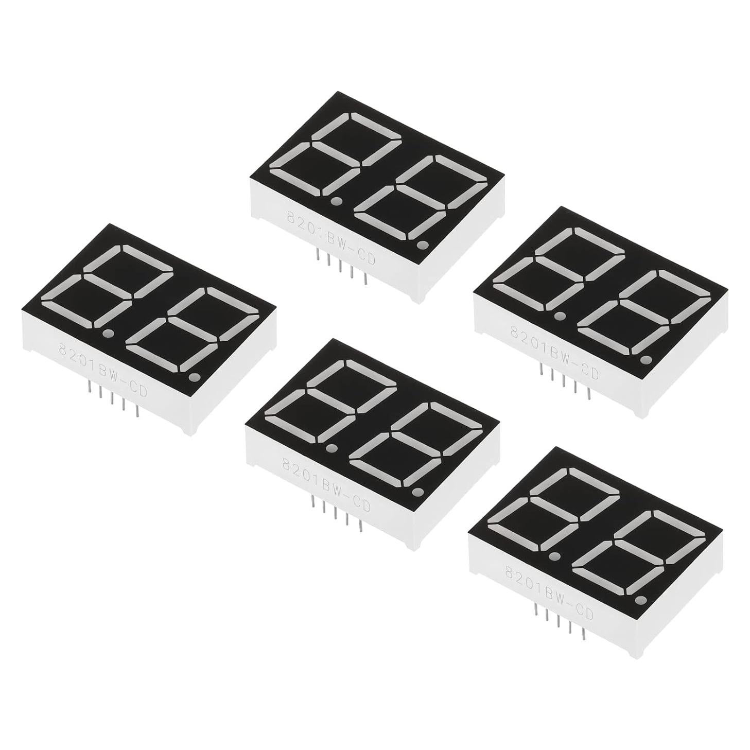 Tubo Digital LED PATIKIL 5 Piezas Anodo Común 2 Bit 3.3V Blanco