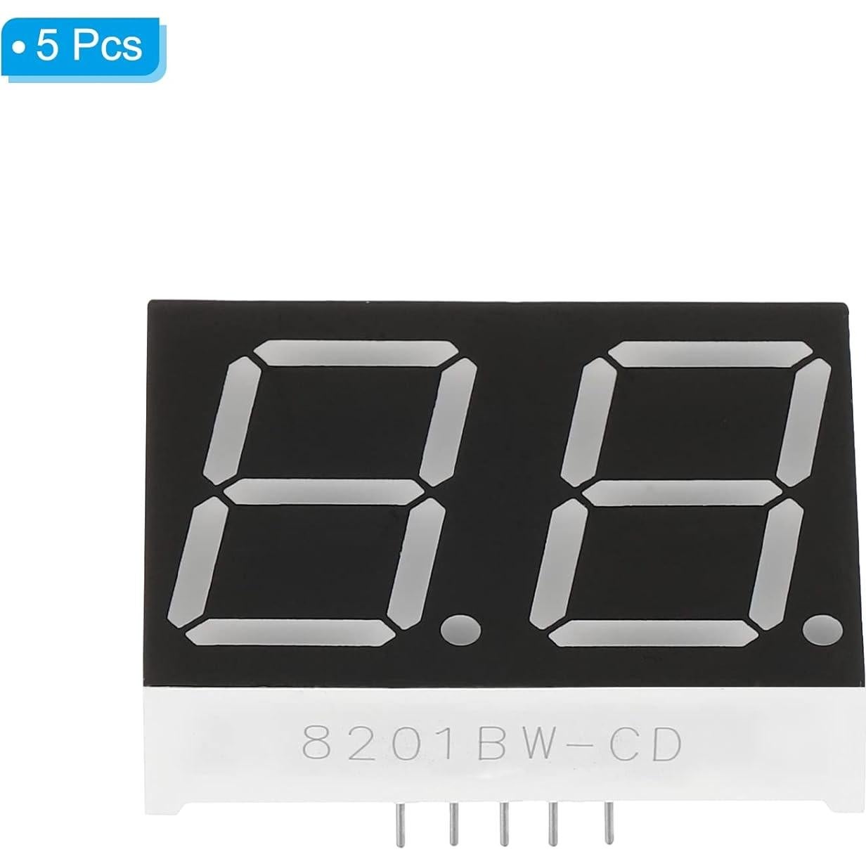 Tubo Digital LED PATIKIL 5 Piezas Anodo Común 2 Bit 3.3V Blanco