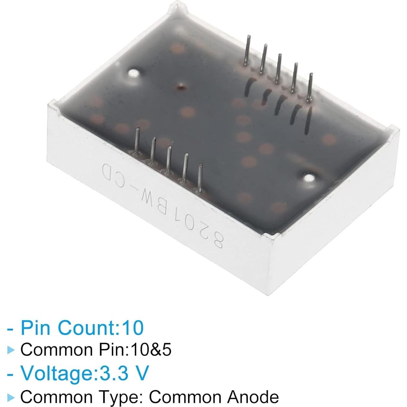 Tubo Digital LED PATIKIL 5 Piezas Anodo Común 2 Bit 3.3V Blanco