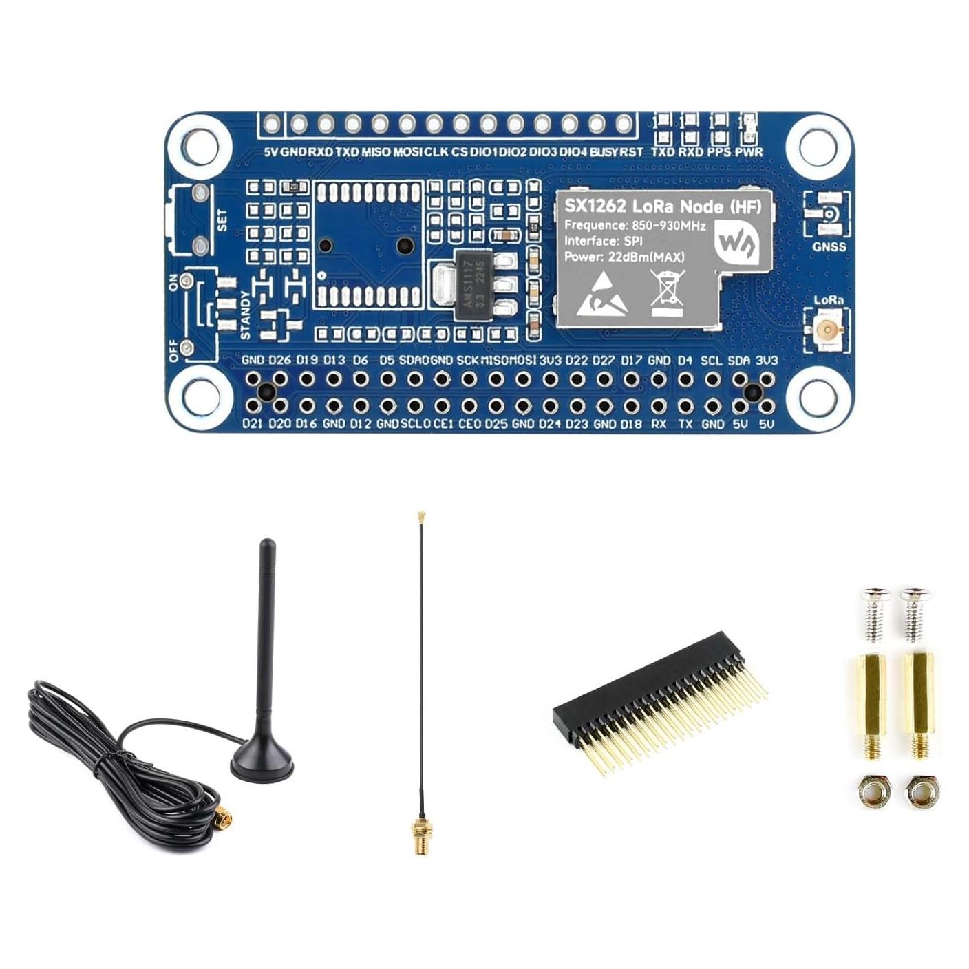 Módulo LoRaWAN SX1262 Waveshare con Antena Magnética 868/915M