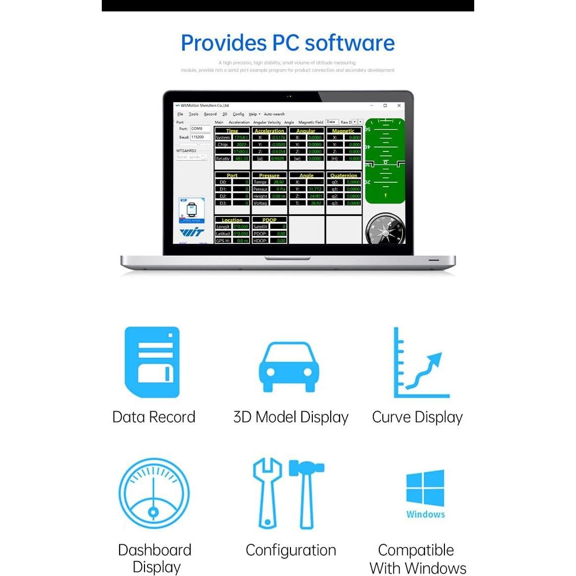 Sensor de Navegación Inercial WitMotion WTGAHRS3-TTL 6 Ejes