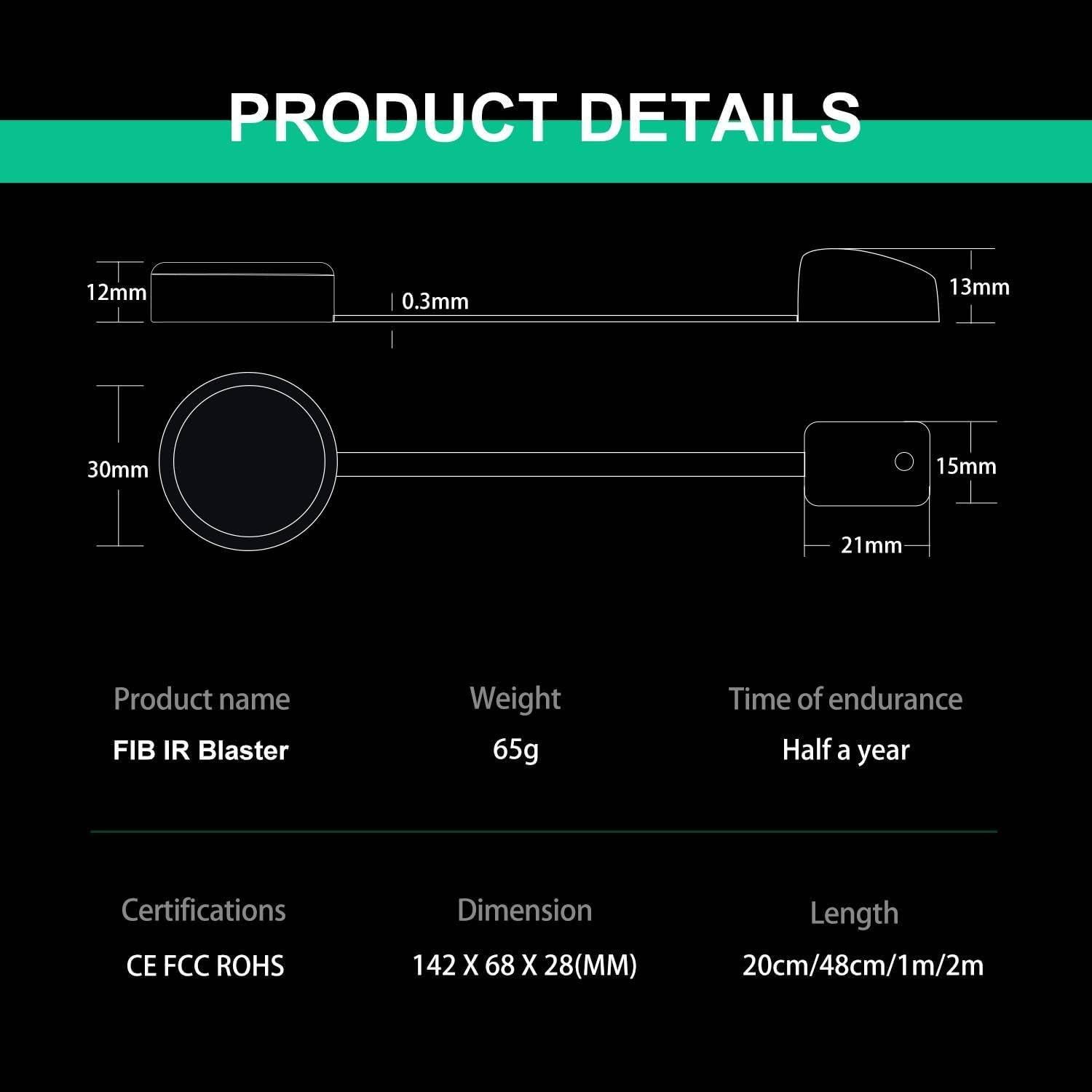 Extensor de Control Remoto Infrarrojo SPENFiLY 100CM Blanco