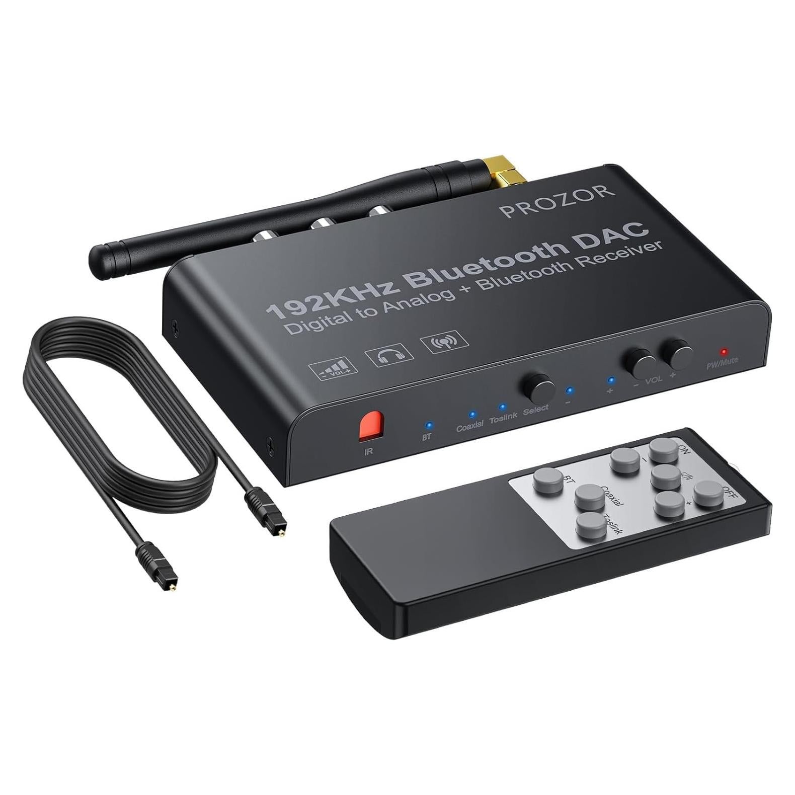 Convertidor DAC PROZOR Bluetooth 5.0 192kHz RCA 3.5mm