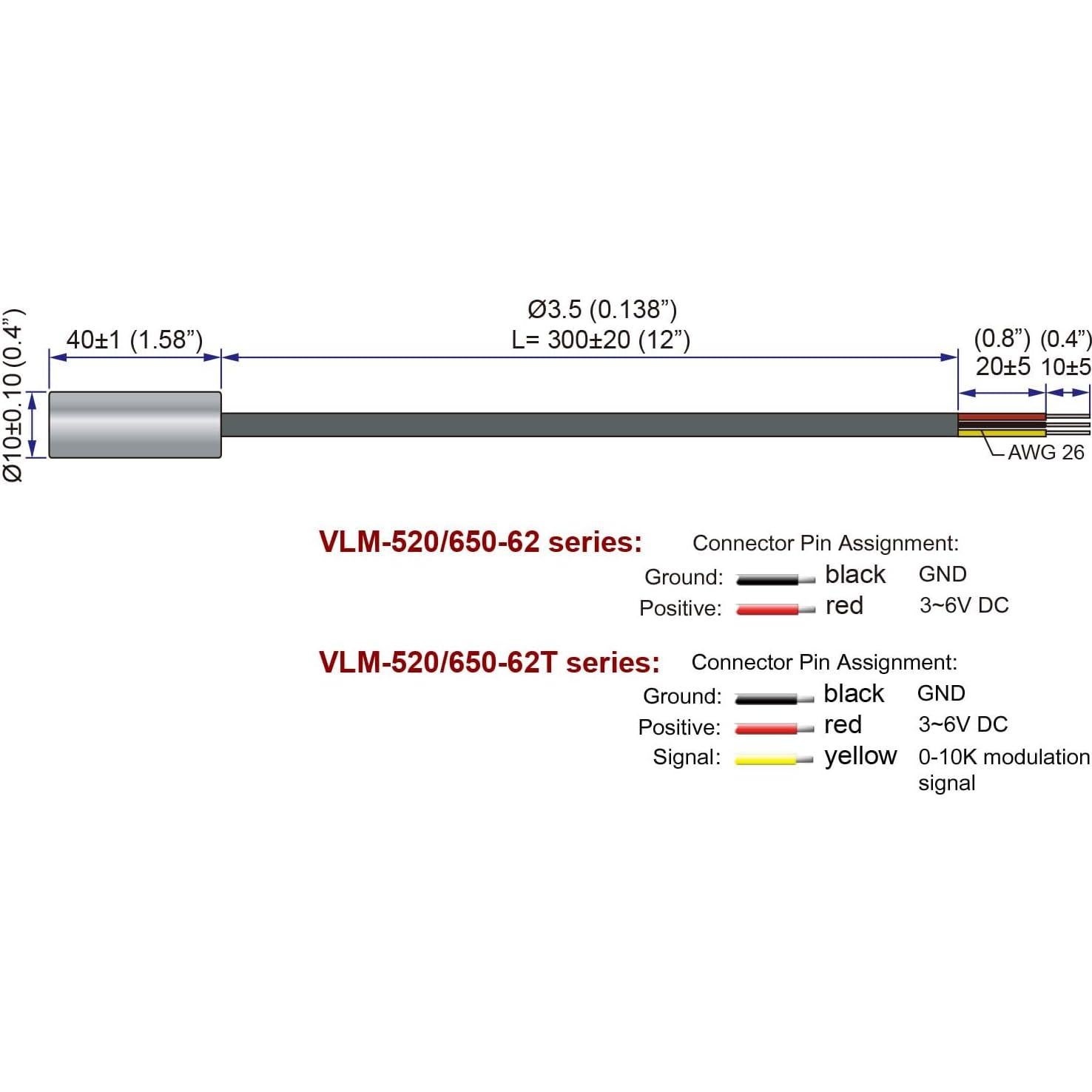 Módulo láser rojo Quarton VLM-650-62T LPA 3-6V 10KHz