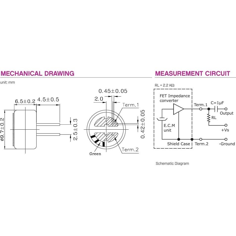 Paquete de 8 Micrófonos de Condensador Electret FET 9.7mm