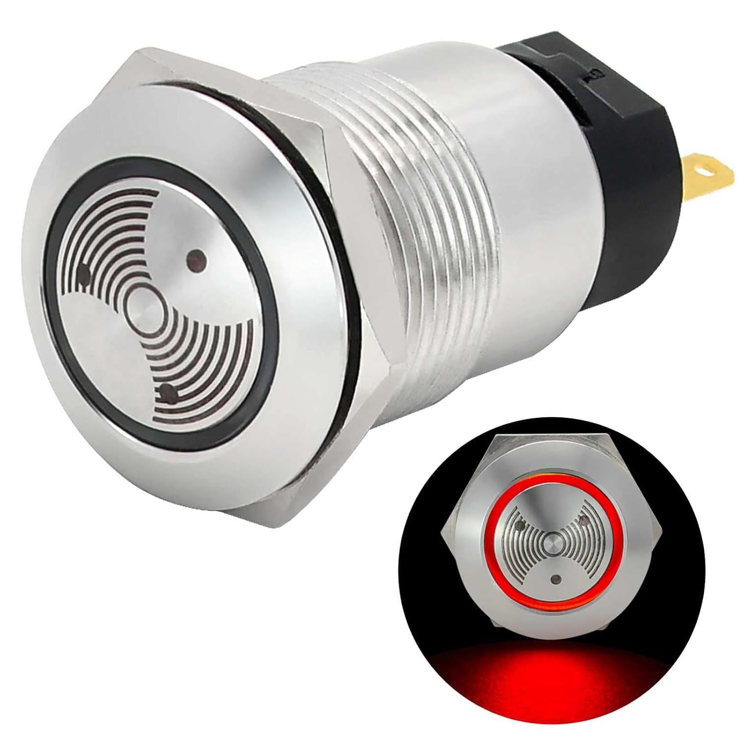 Bocina de Alarma 24V ZJWZJH 19mm Luz LED Roja 85dB