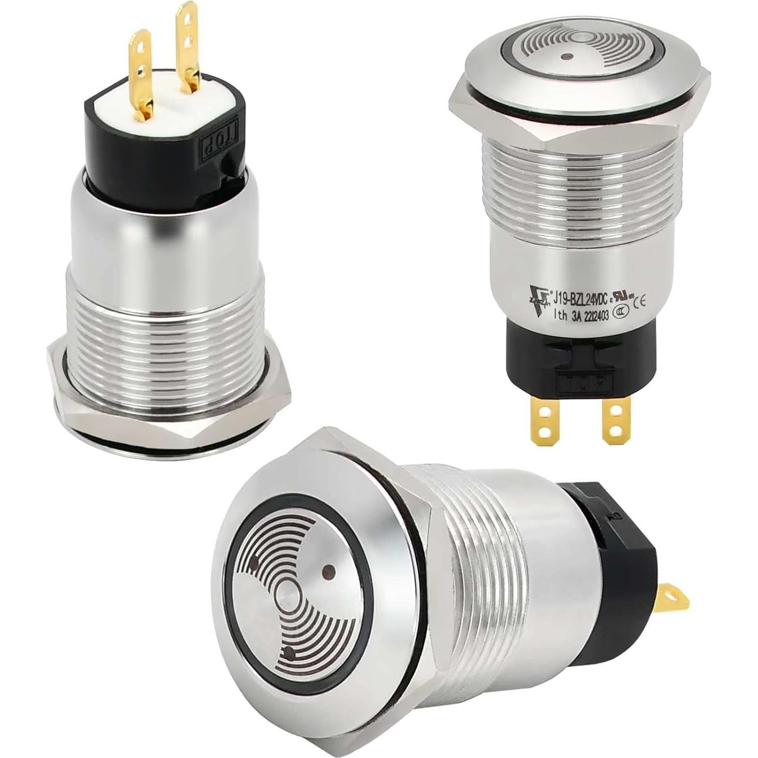 Bocina de Alarma 24V ZJWZJH 19mm Luz LED Roja 85dB