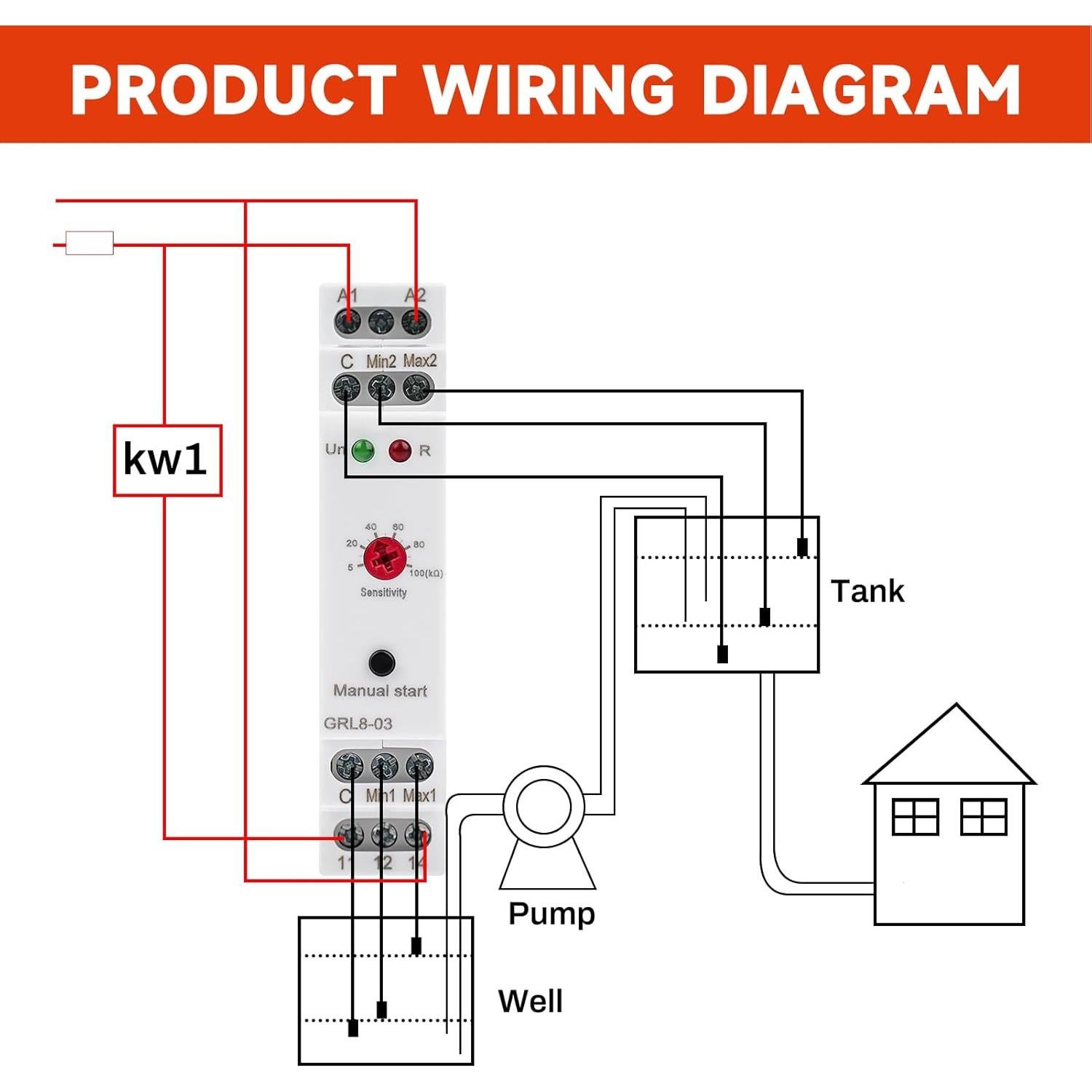 Relé de Control de Nivel de Líquido ZPSHYD GRL8-03 10A 24-240V