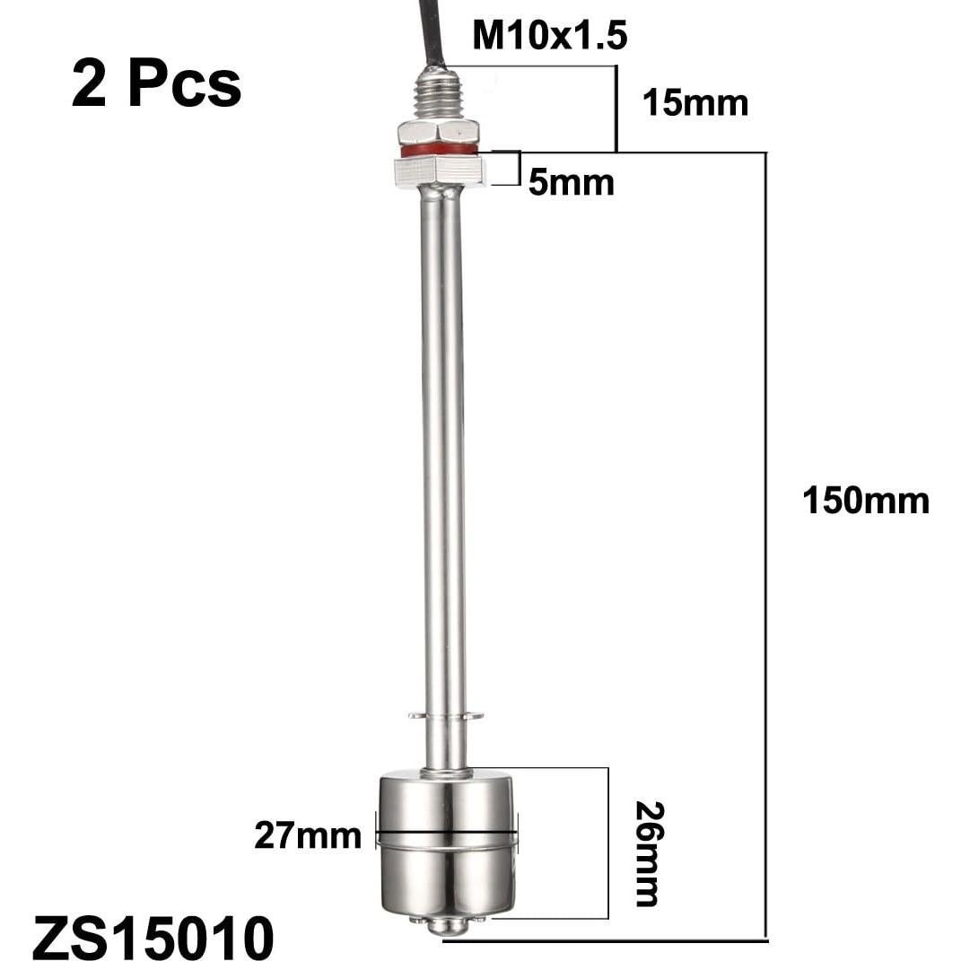 Interruptor de Flotador Acero Inoxidable uxcell 165mm 2Pcs