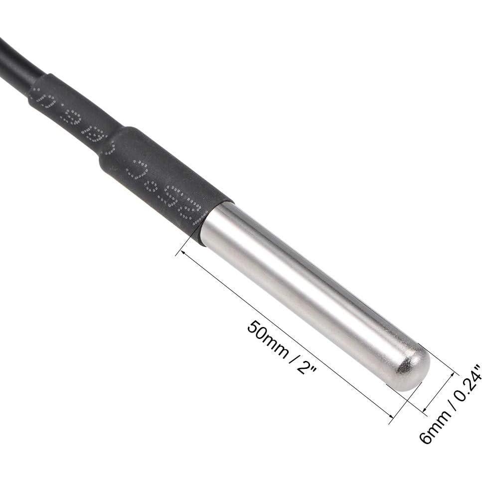 Sensor de Temperatura Digital Impermeable uxcell DS18B20 2M - 3 Piezas