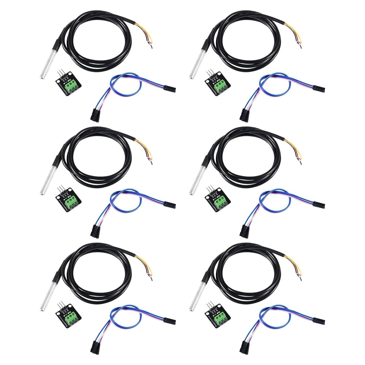 6 Sensores de Temperatura DS18B20 Impermeables 1m para Raspberry Pi