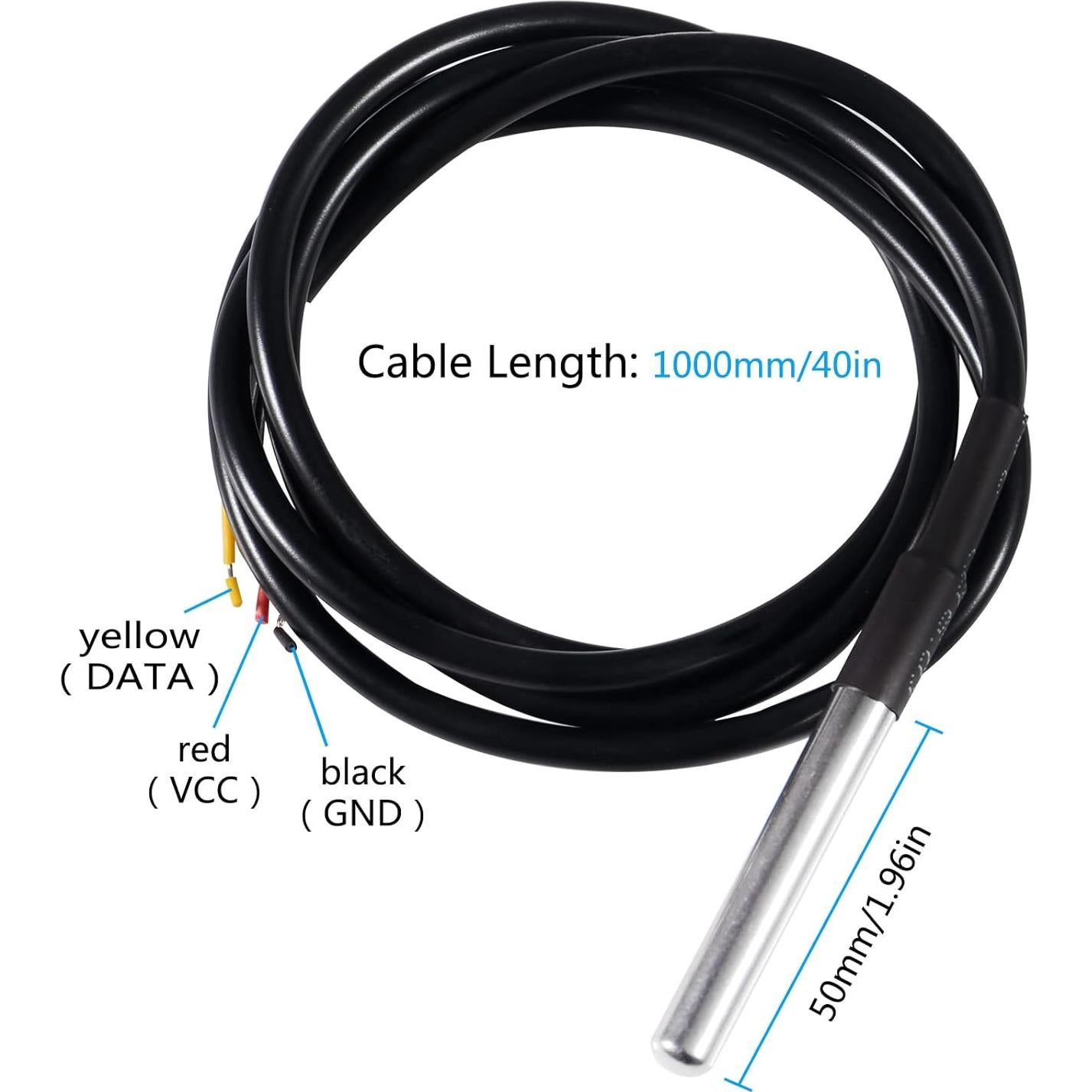 6 Sensores de Temperatura DS18B20 Impermeables 1m para Raspberry Pi