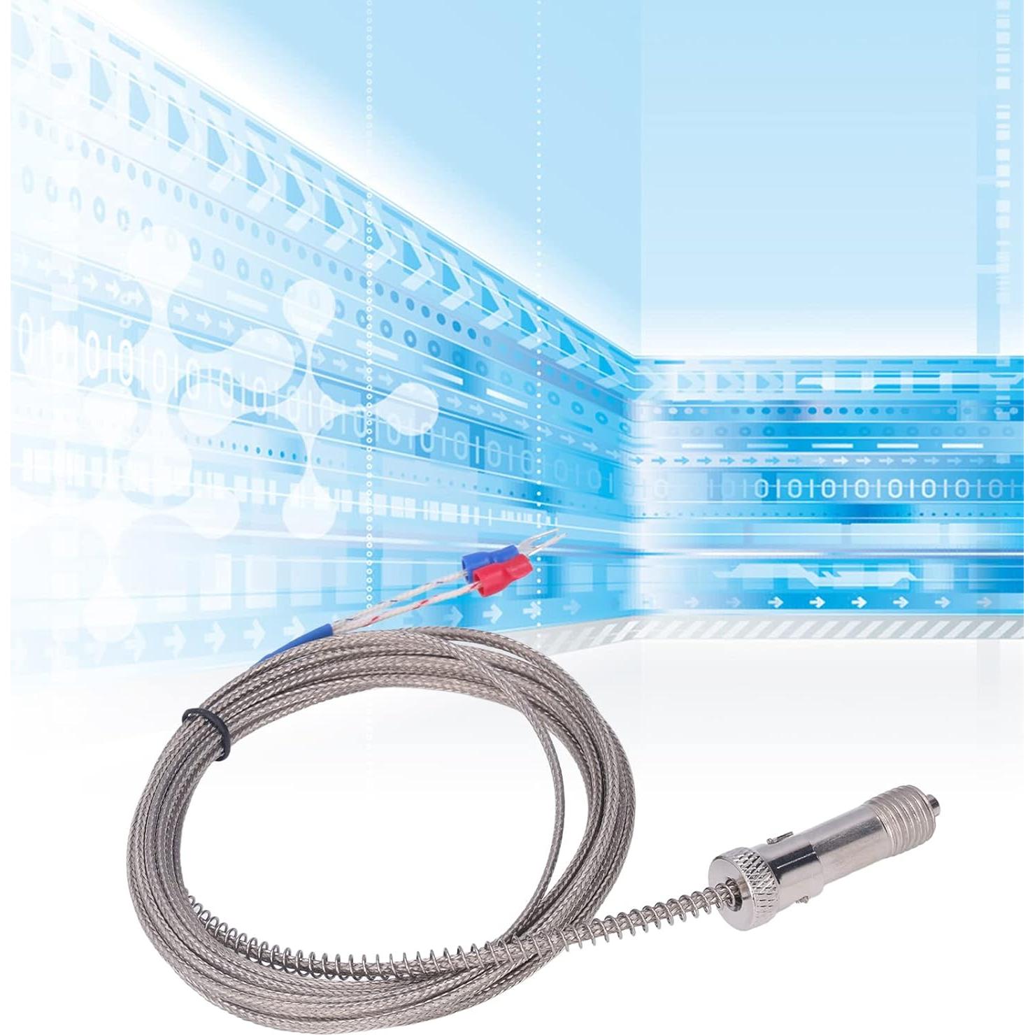 Termopar tipo K Hyuduo 3m acero inoxidable 400°C sonda roscada