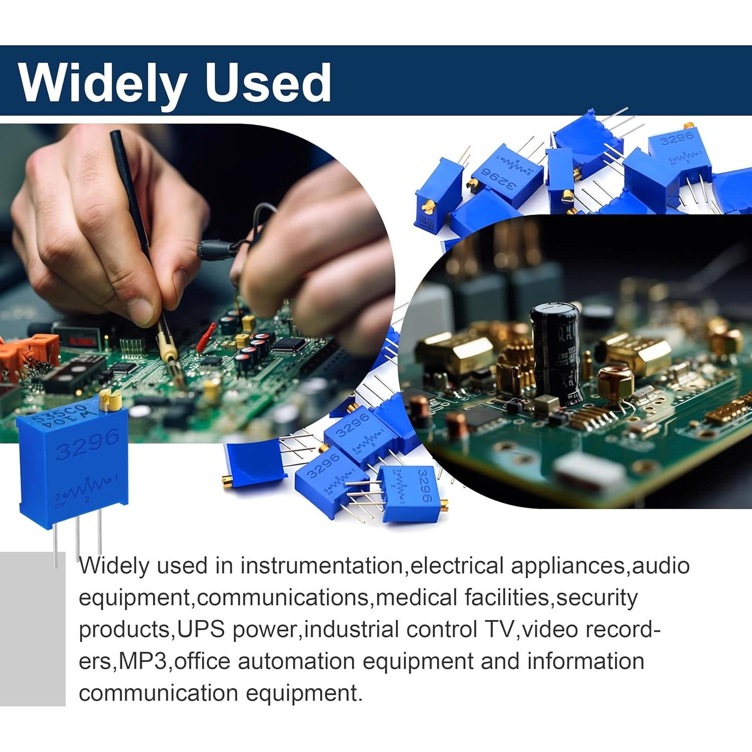 Kit de Potenciómetros Trimmer 3296W 60PCS 100Ω a 500KΩ