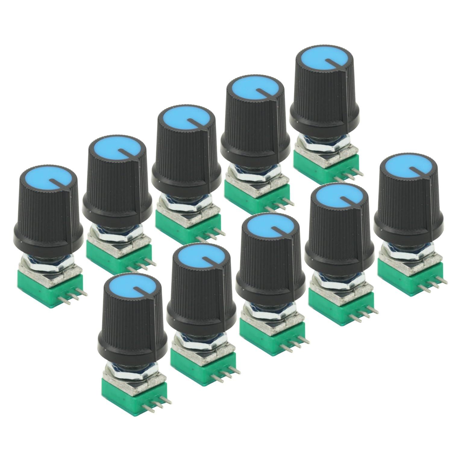 10 Potenciómetros Lineales B10K ohm Rotativos 3 Pines GODIYMODULES