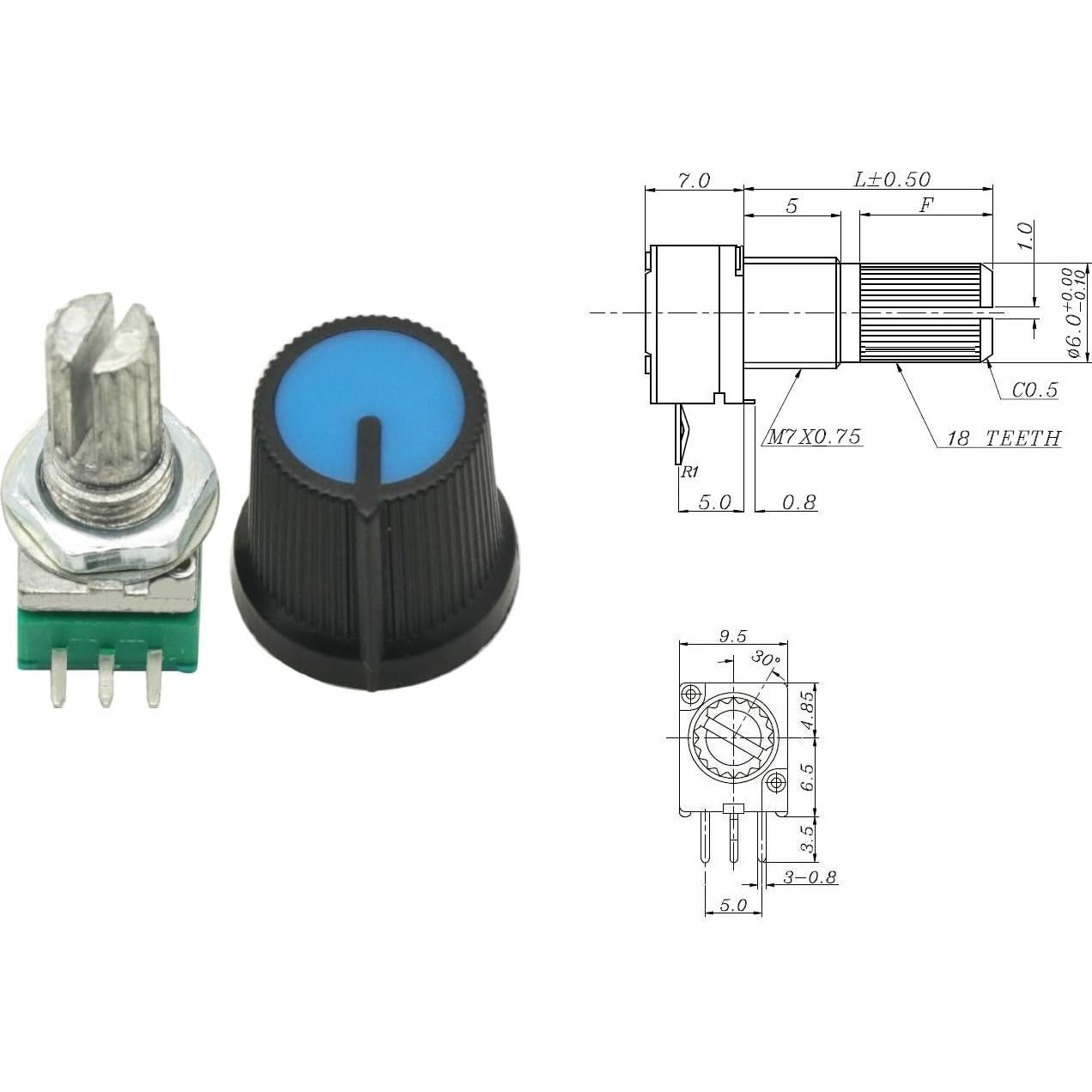 10 Potenciómetros Lineales B10K ohm Rotativos 3 Pines GODIYMODULES