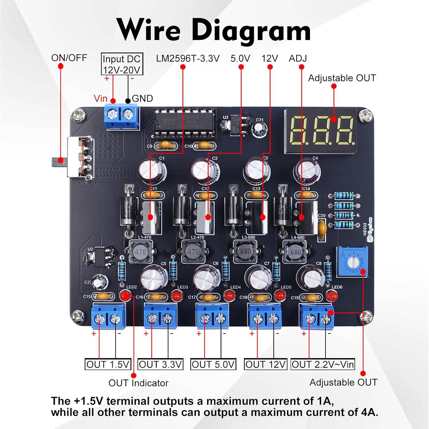 Kit de Soldadura PEMENOL LM2596 con Salidas Ajustables 1.5V-12V