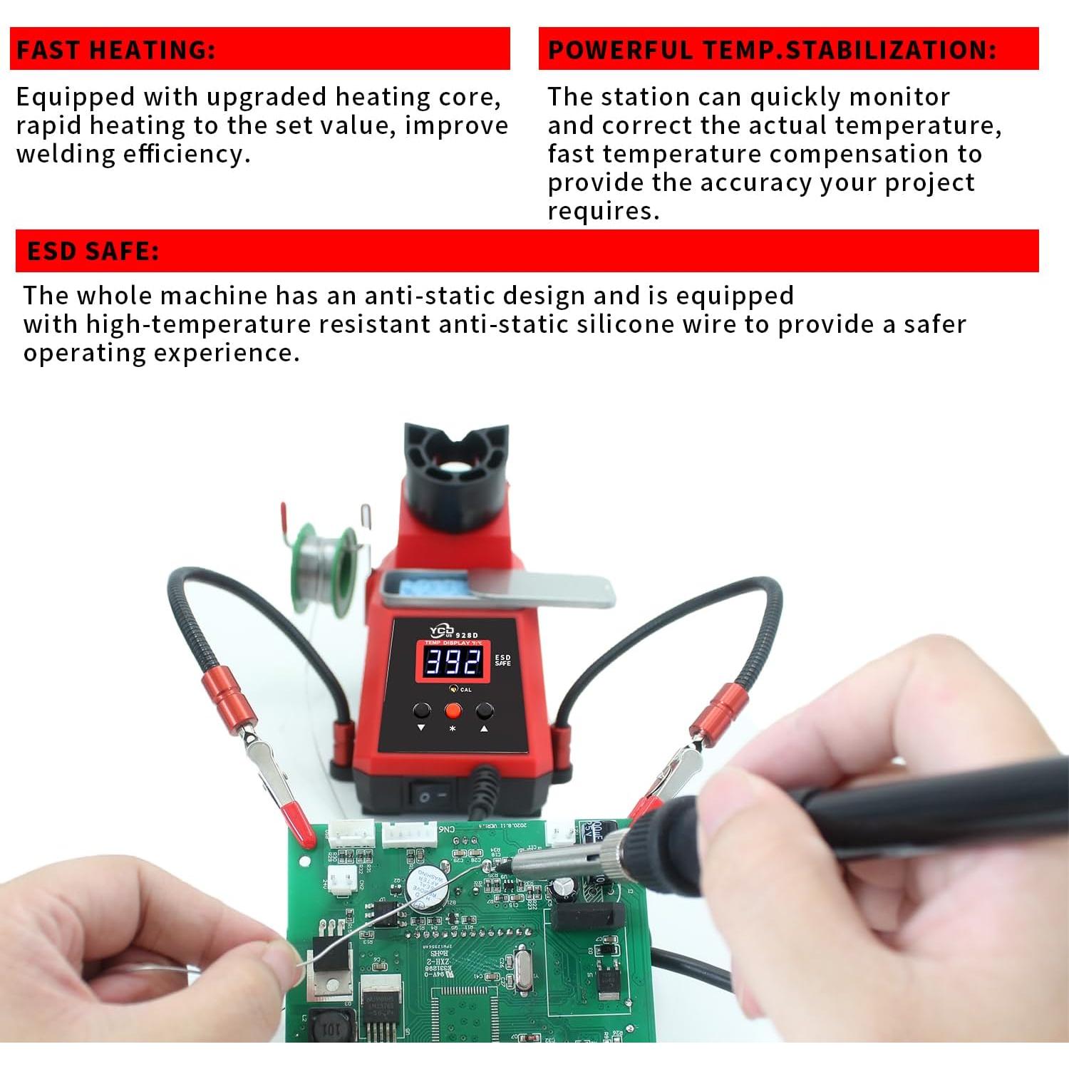 Estación de Soldadura Digital 60W Weld Lux 928D con Accesorios