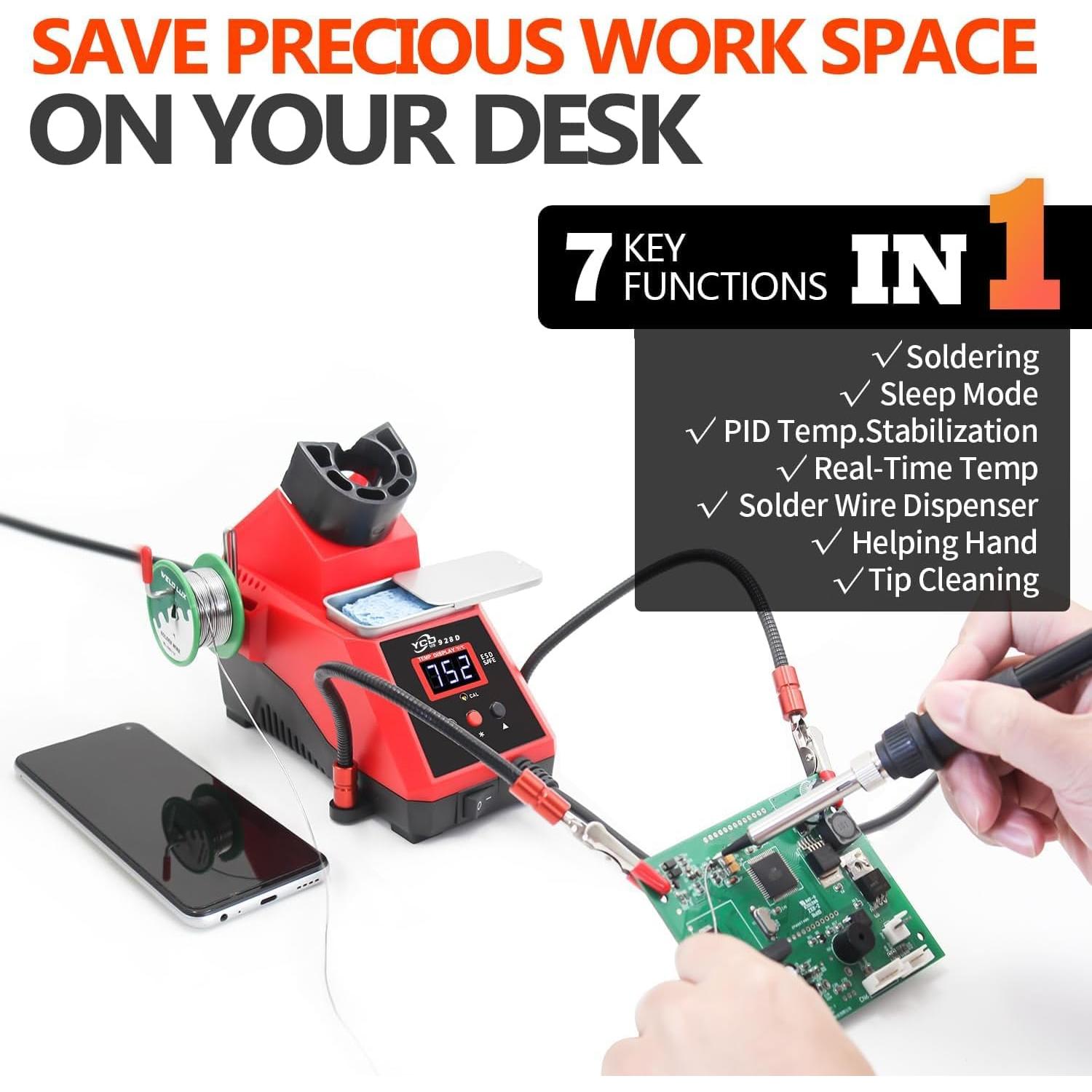 Estación de Soldadura Digital 60W Weld Lux 928D con Accesorios