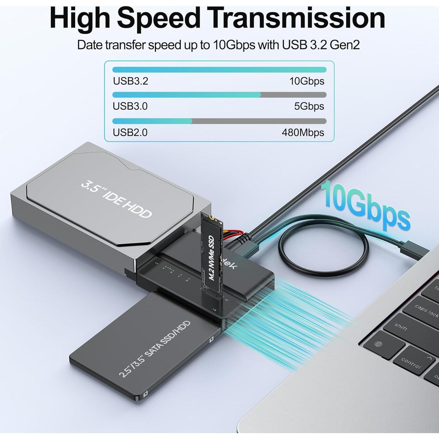 Adaptador USB-C M.2 a SATA/IDE SUIDEK 10Gbps Sin Herramientas