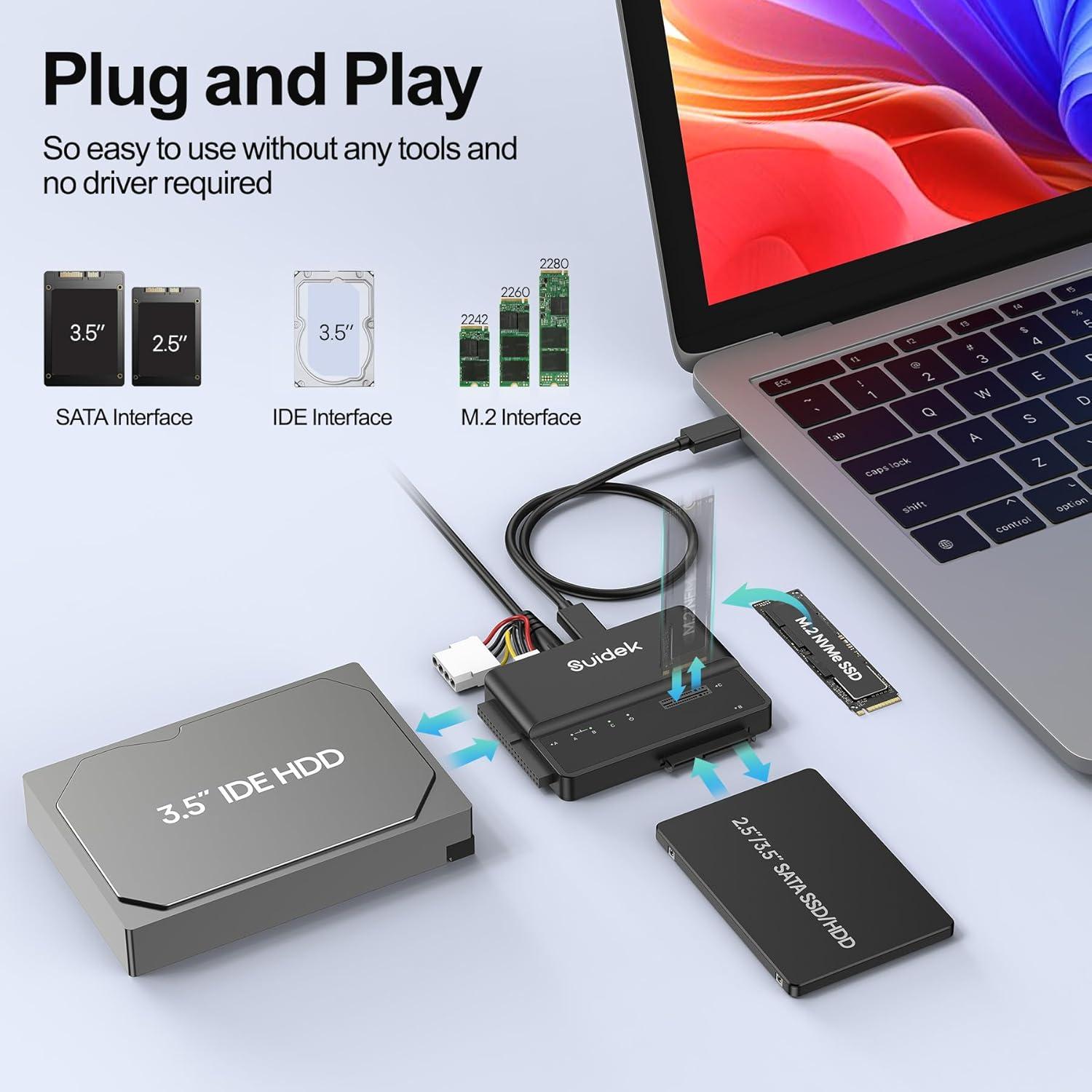 Adaptador USB-C M.2 a SATA/IDE SUIDEK 10Gbps Sin Herramientas