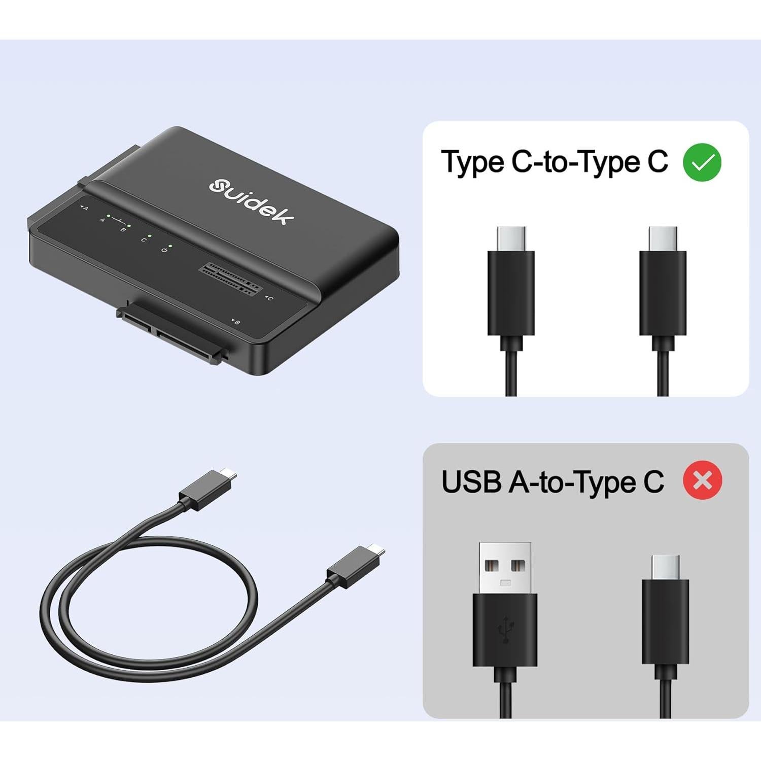 Adaptador USB-C M.2 a SATA/IDE SUIDEK 10Gbps Sin Herramientas
