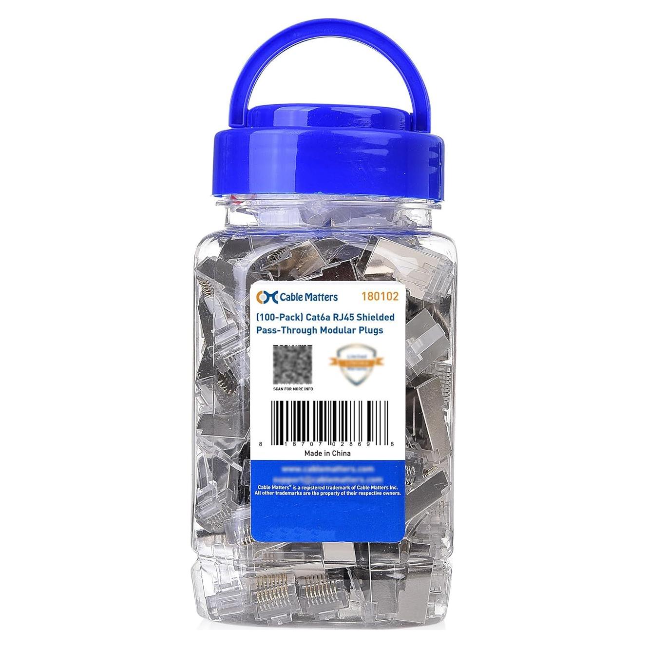 Conectores RJ45 Passthrough Cat 6A Cable Matters 100 Piezas