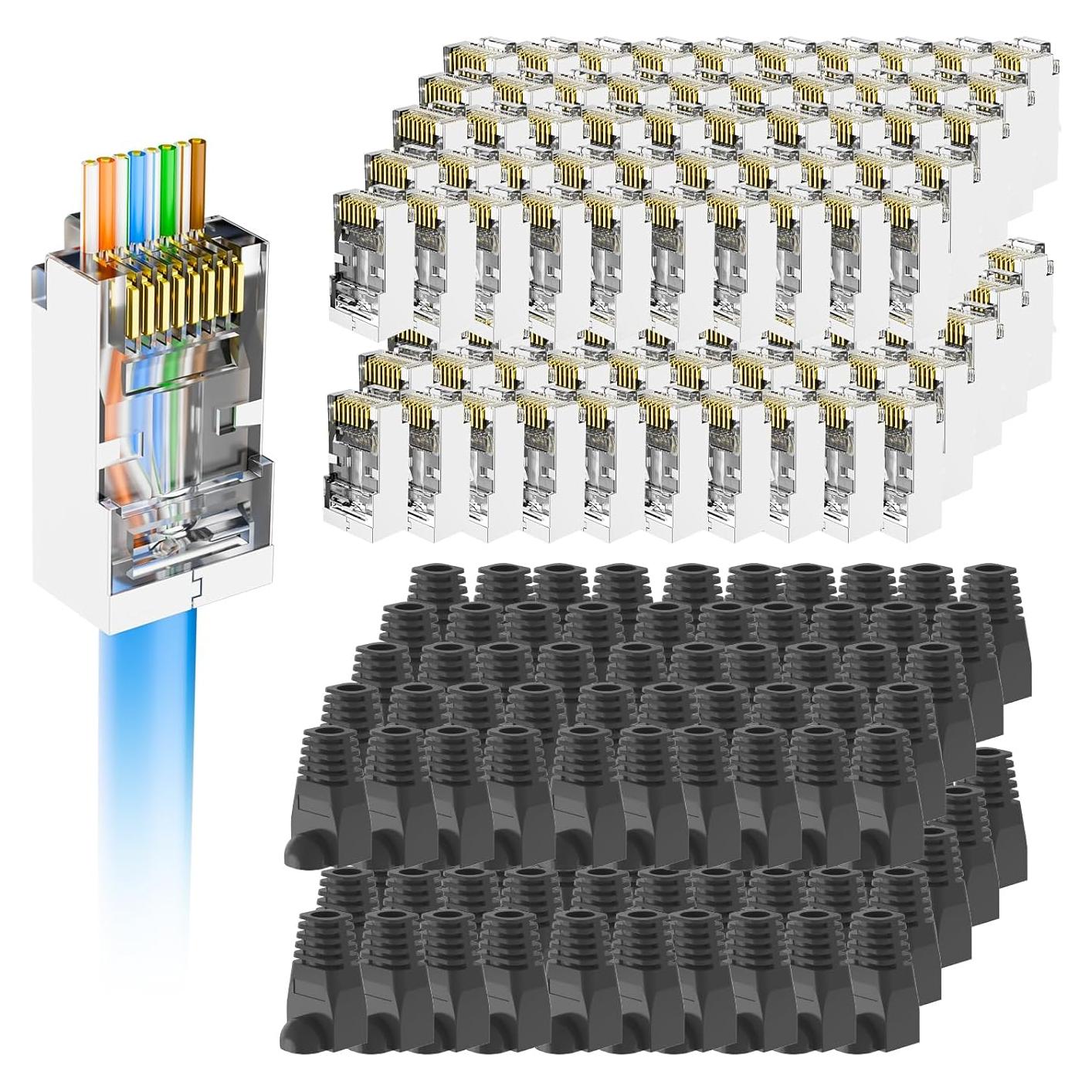 Conectores RJ45 Pasantes Blindados VCE Cat6 100 Unidades