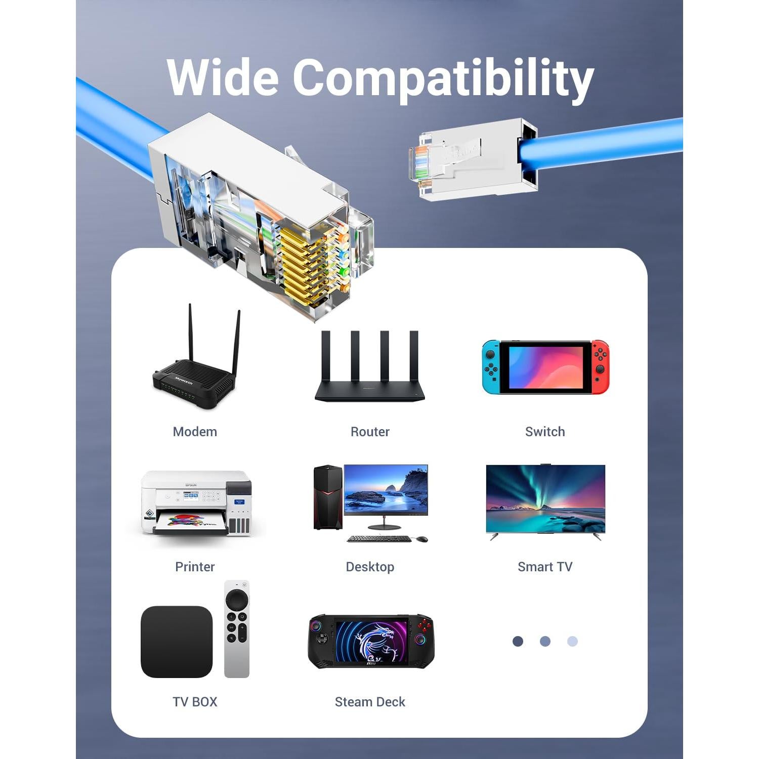 Conectores RJ45 Pasantes Blindados VCE Cat6 100 Unidades