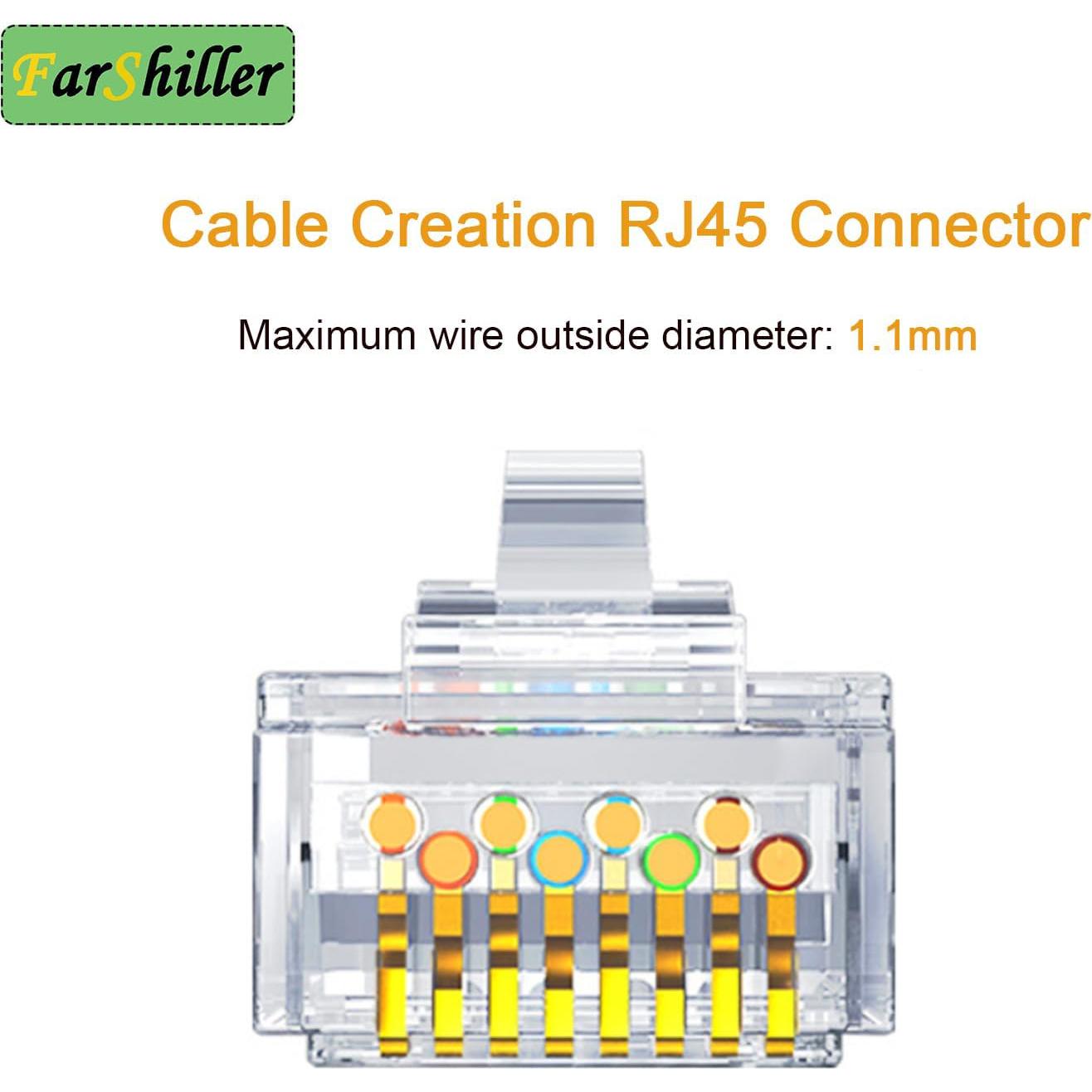 Conectores RJ45 Crimpados 8P8C para Cable Ethernet CAT5E CAT6 - 100 Unidades