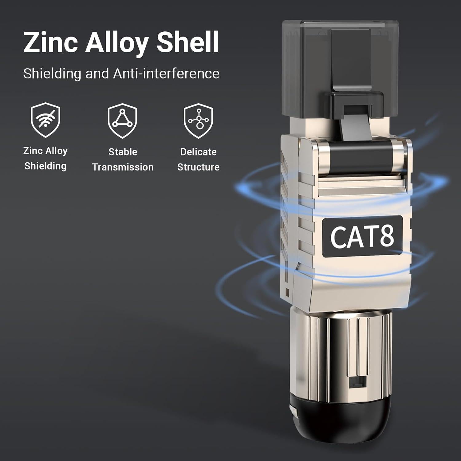 Conectores RJ45 Cat 8 ZOERAX Paquete de 12 Apantallados