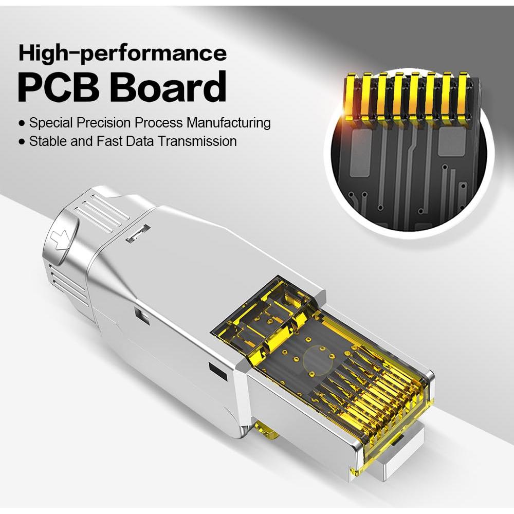 Conector RJ45 CAT6 Blindado Sin Herramienta - 6 Piezas