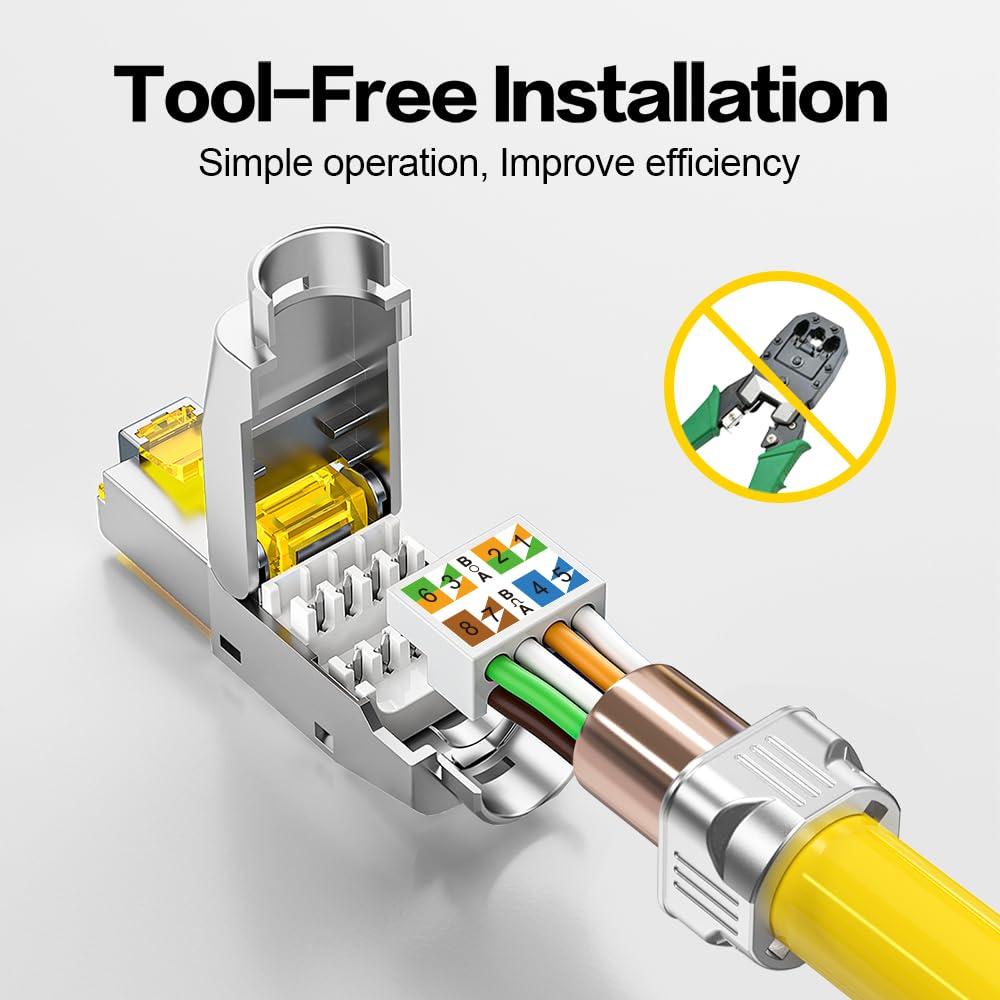 Conector RJ45 CAT6 Blindado Sin Herramienta - 6 Piezas