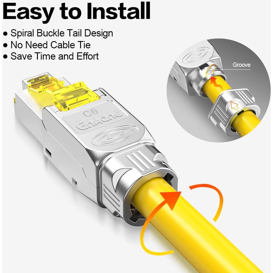 Conector RJ45 CAT6 Blindado Sin Herramienta - 6 Piezas
