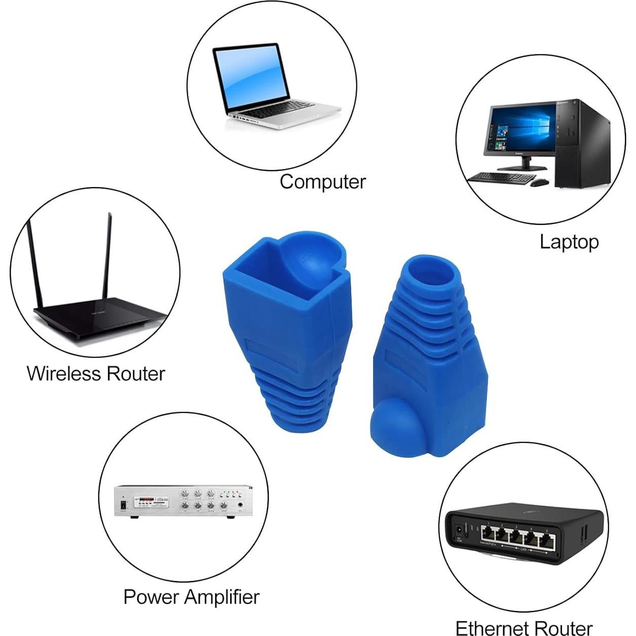 Botas de Alivio de Tensión RJ45 YIOVVOM Azul - 6.5mm