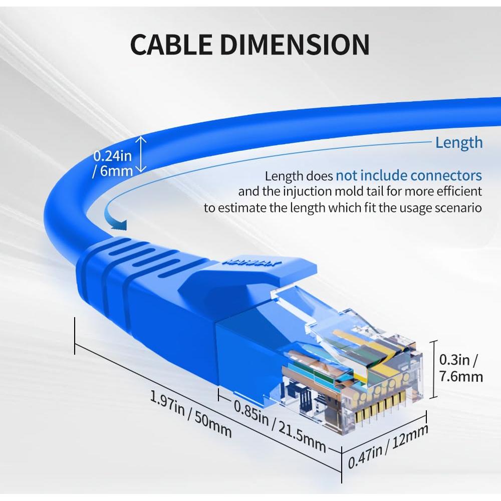 Cable Ethernet Cat6 0.61m RJ45 Azul - Paquete de 10 Unidades