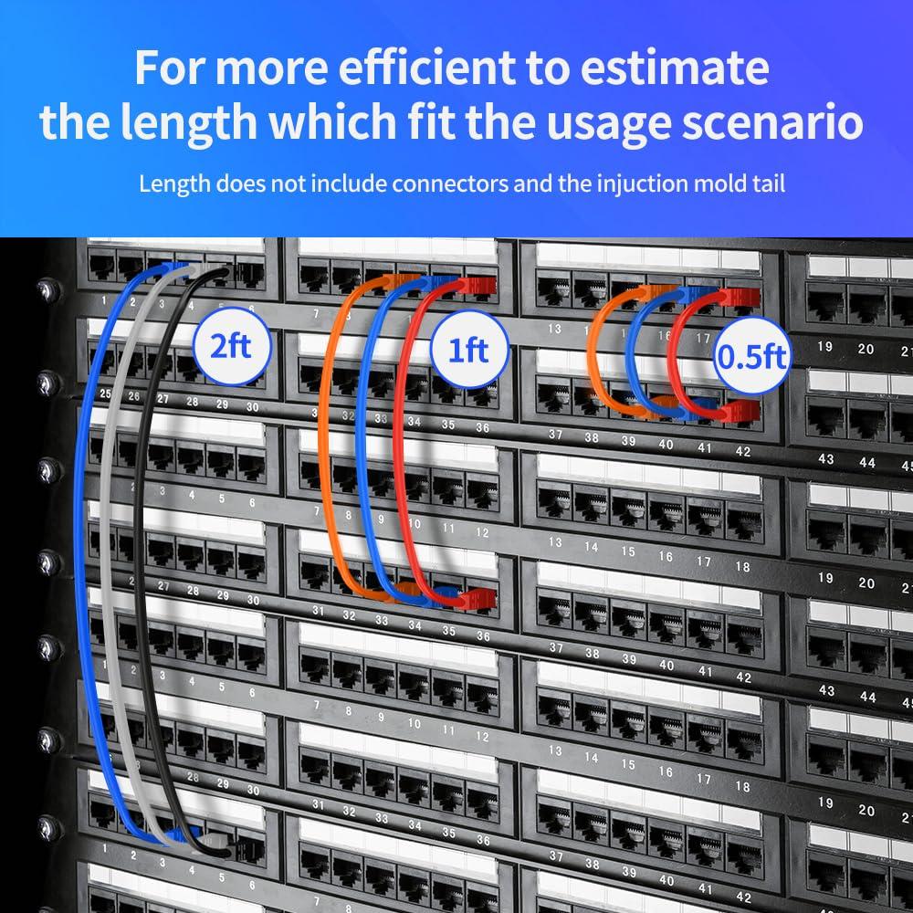 Cable Ethernet Cat6 0.61m RJ45 Azul - Paquete de 10 Unidades
